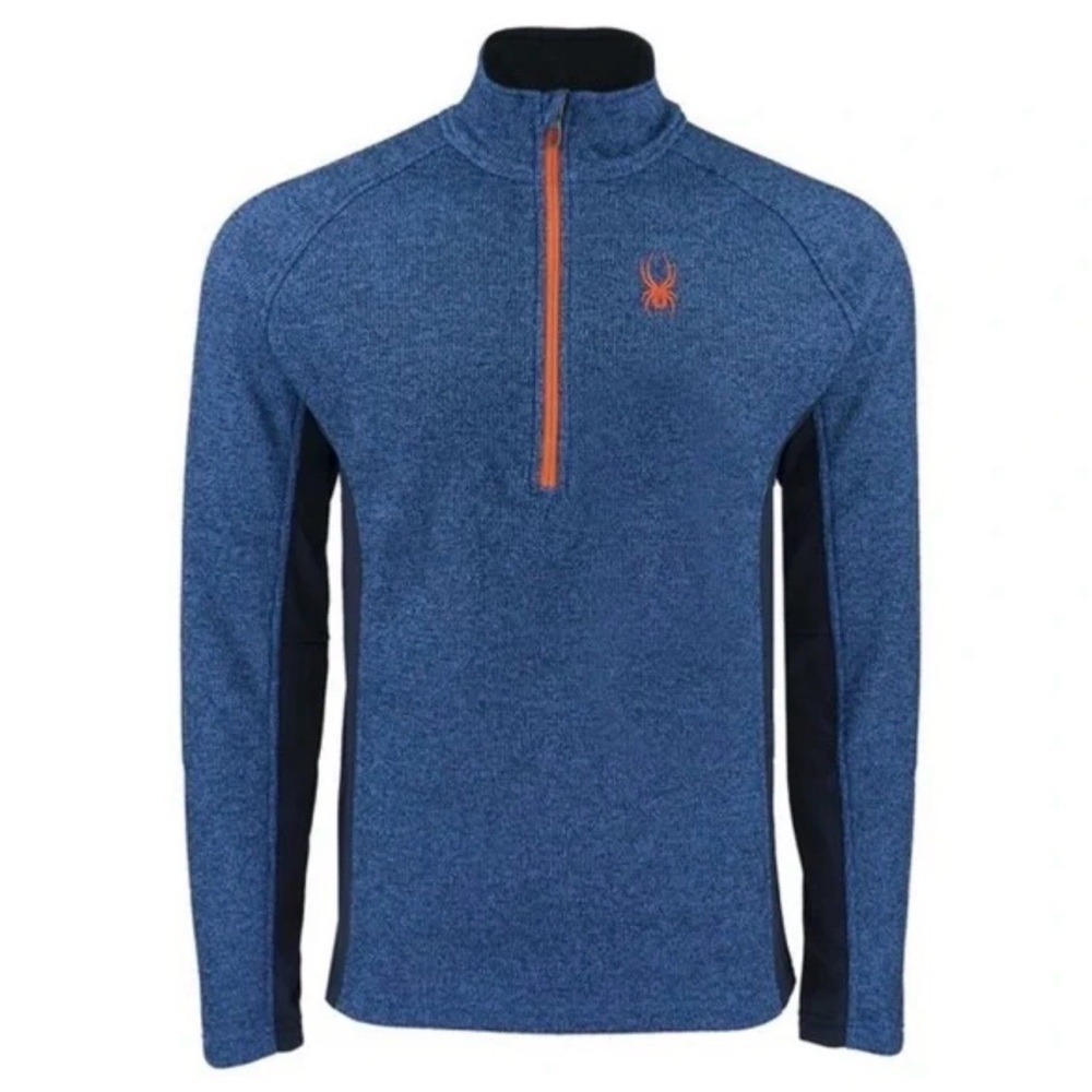 Spyder men's outbound core half zip fleece lined pullover sweater medium blue - Picture 2 of 15
